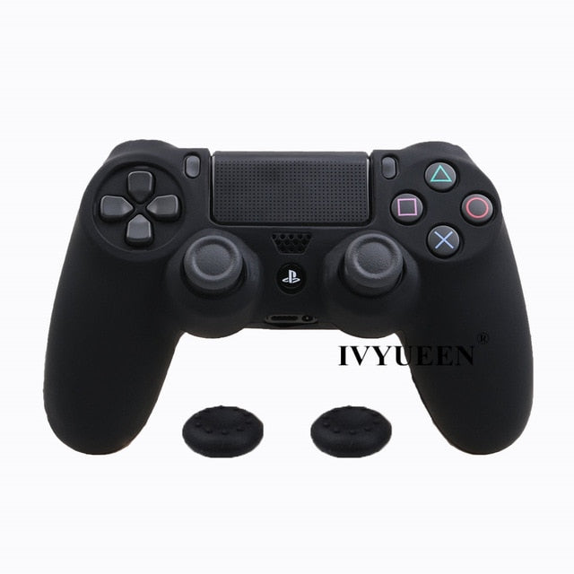 IVYUEEN Soft Silicone Rubber Case For Sony PlayStation Dualshock 4 PS4 DS4 Pro Slim Controller Skin Cover + 2 Thumb Grips Caps - Amzon World