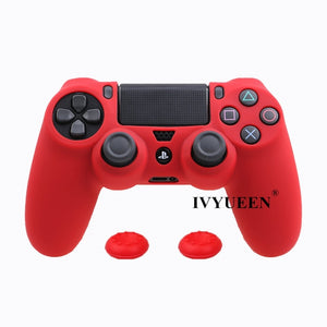 IVYUEEN Soft Silicone Rubber Case For Sony PlayStation Dualshock 4 PS4 DS4 Pro Slim Controller Skin Cover + 2 Thumb Grips Caps - Amzon World