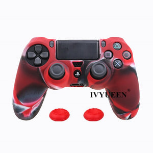 IVYUEEN Soft Silicone Rubber Case For Sony PlayStation Dualshock 4 PS4 DS4 Pro Slim Controller Skin Cover + 2 Thumb Grips Caps - Amzon World