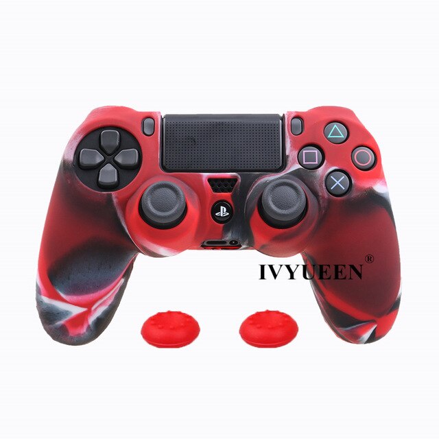 IVYUEEN Soft Silicone Rubber Case For Sony PlayStation Dualshock 4 PS4 DS4 Pro Slim Controller Skin Cover + 2 Thumb Grips Caps - Amzon World