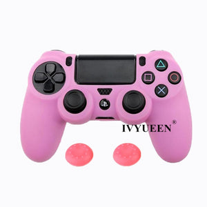 IVYUEEN Soft Silicone Rubber Case For Sony PlayStation Dualshock 4 PS4 DS4 Pro Slim Controller Skin Cover + 2 Thumb Grips Caps - Amzon World