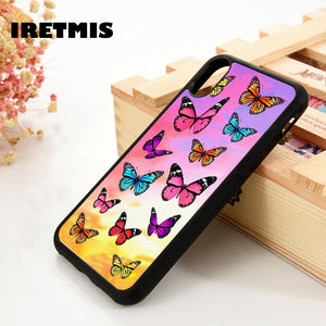 Iretmis 5 5S SE 6 6S Soft Silicone Rubber phone case cover for iPhone 7 8 plus X Xs 11 Pro Max XR Colorful Butterfly Patterns - Amzon World