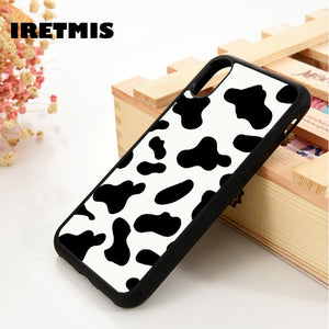 Iretmis 5 5S SE 6 6S Soft TPU Silicone Rubber phone case cover for iPhone 7 8 plus X Xs 11 Pro Max XR Cow Print Black White - Amzon World