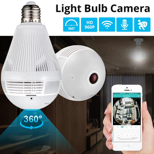 KERUI LED Light 960P Wireless Panoramic Home Security WiFi CCTV Fisheye Bulb Lamp IP Camera 360 Degree Home Security Burglar - Amzon World