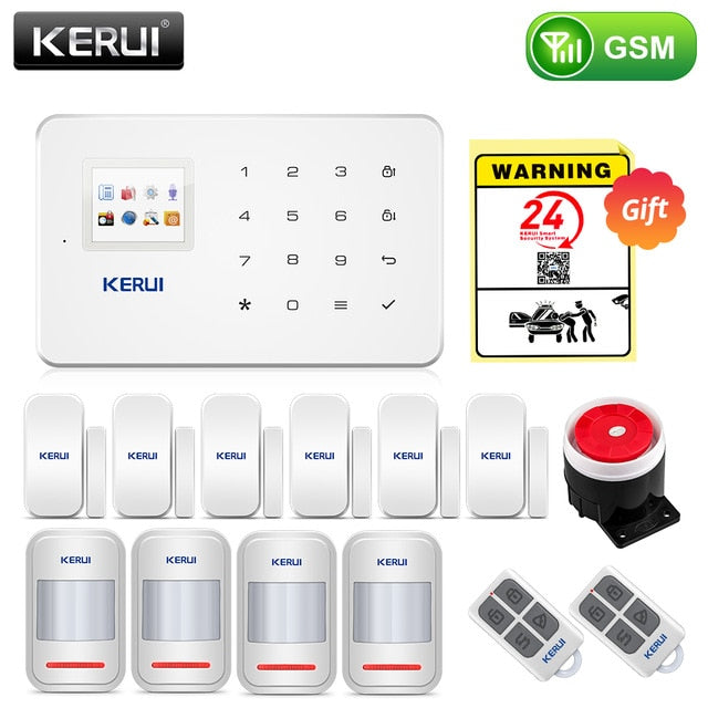 KERUI Wireless Home WIFI GSM Security Alarm System Kit APP Control With Auto Dial Motion Detector Sensor Burglar Alarm System - Amzon World