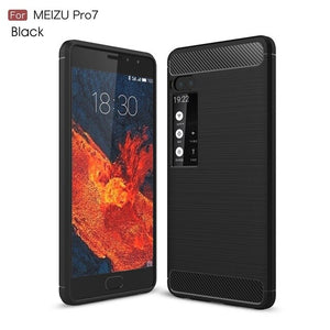 KEYSION Phone Case for Meizu Pro 7 7 Plus Carbon Fiber Soft TPU Brushed Anti-Skid Anti-knock Back Cover for Meizu Pro7 Pro7Plus - Amzon World