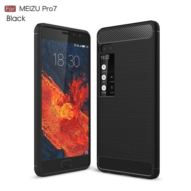 KEYSION Phone Case for Meizu Pro 7 7 Plus Carbon Fiber Soft TPU Brushed Anti-Skid Anti-knock Back Cover for Meizu Pro7 Pro7Plus - Amzon World