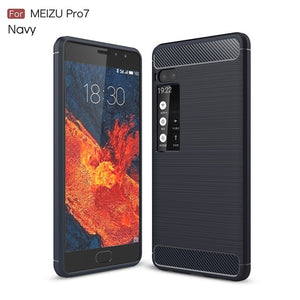 KEYSION Phone Case for Meizu Pro 7 7 Plus Carbon Fiber Soft TPU Brushed Anti-Skid Anti-knock Back Cover for Meizu Pro7 Pro7Plus - Amzon World