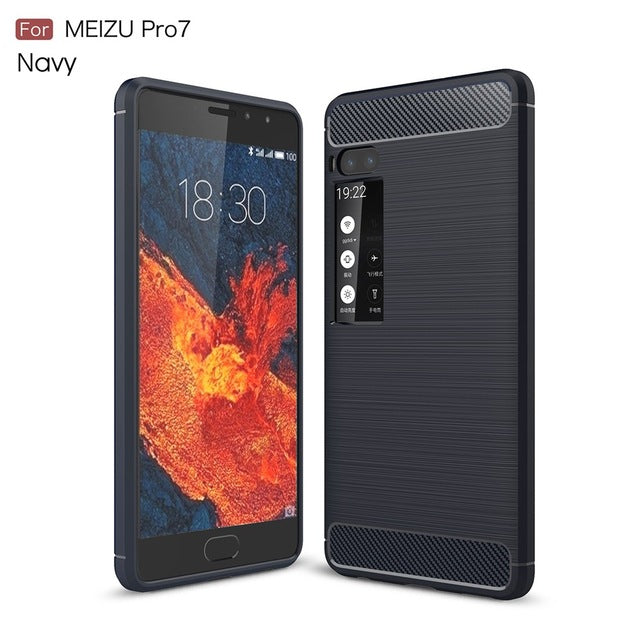 KEYSION Phone Case for Meizu Pro 7 7 Plus Carbon Fiber Soft TPU Brushed Anti-Skid Anti-knock Back Cover for Meizu Pro7 Pro7Plus - Amzon World