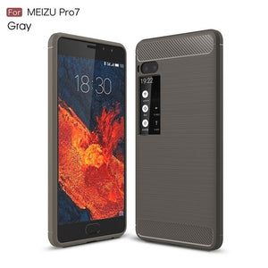 KEYSION Phone Case for Meizu Pro 7 7 Plus Carbon Fiber Soft TPU Brushed Anti-Skid Anti-knock Back Cover for Meizu Pro7 Pro7Plus - Amzon World