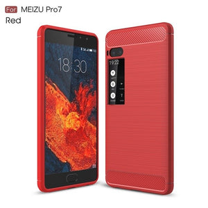 KEYSION Phone Case for Meizu Pro 7 7 Plus Carbon Fiber Soft TPU Brushed Anti-Skid Anti-knock Back Cover for Meizu Pro7 Pro7Plus - Amzon World