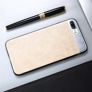 KISSCASE PU Leather Phone Case For iPhone 6S 6 7 8 Plus 10 X Crocodile Stripe Metal Stitching Cases For iPhone 7 8 X Plus Cover - Amzon World