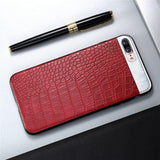 KISSCASE PU Leather Phone Case For iPhone 6S 6 7 8 Plus 10 X Crocodile Stripe Metal Stitching Cases For iPhone 7 8 X Plus Cover - Amzon World