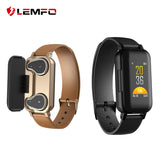 LEMFO T89 TWS Smart Binaural Bluetooth Headphone Fitness Bracelet Heart Rate Monitor Smart Wristband Sport Watch Men Women - Amzon World