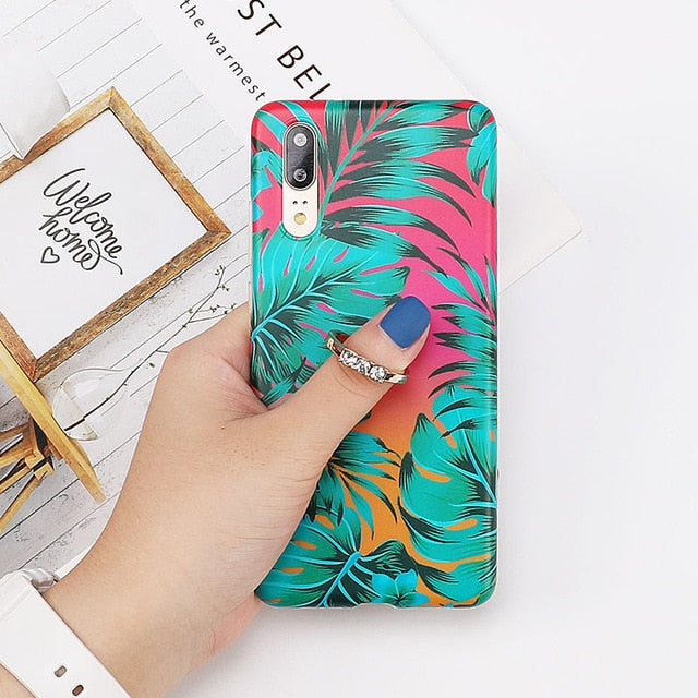 LOVECOM Vintage Flower Banana Leaf Phone Cases For Huawei Mate 30 Lite P20 P30 Pro Lite Mate 20 Lite Soft IMD Full Body Back Cover Gift - Amzon World