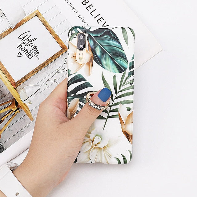 LOVECOM Vintage Flower Banana Leaf Phone Cases For Huawei Mate 30 Lite P20 P30 Pro Lite Mate 20 Lite Soft IMD Full Body Back Cover Gift - Amzon World
