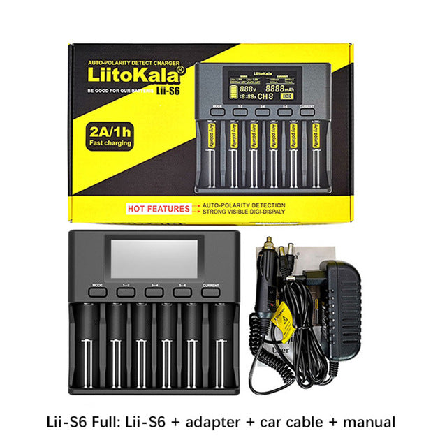 LiitoKala Lii-PD4 Lii-S6 Lii500s battery Charger for 18650 26650 21700 18350 AA AAA 3.7V/3.2V/1.2V/1.5V lithium NiMH battery - Amzon World