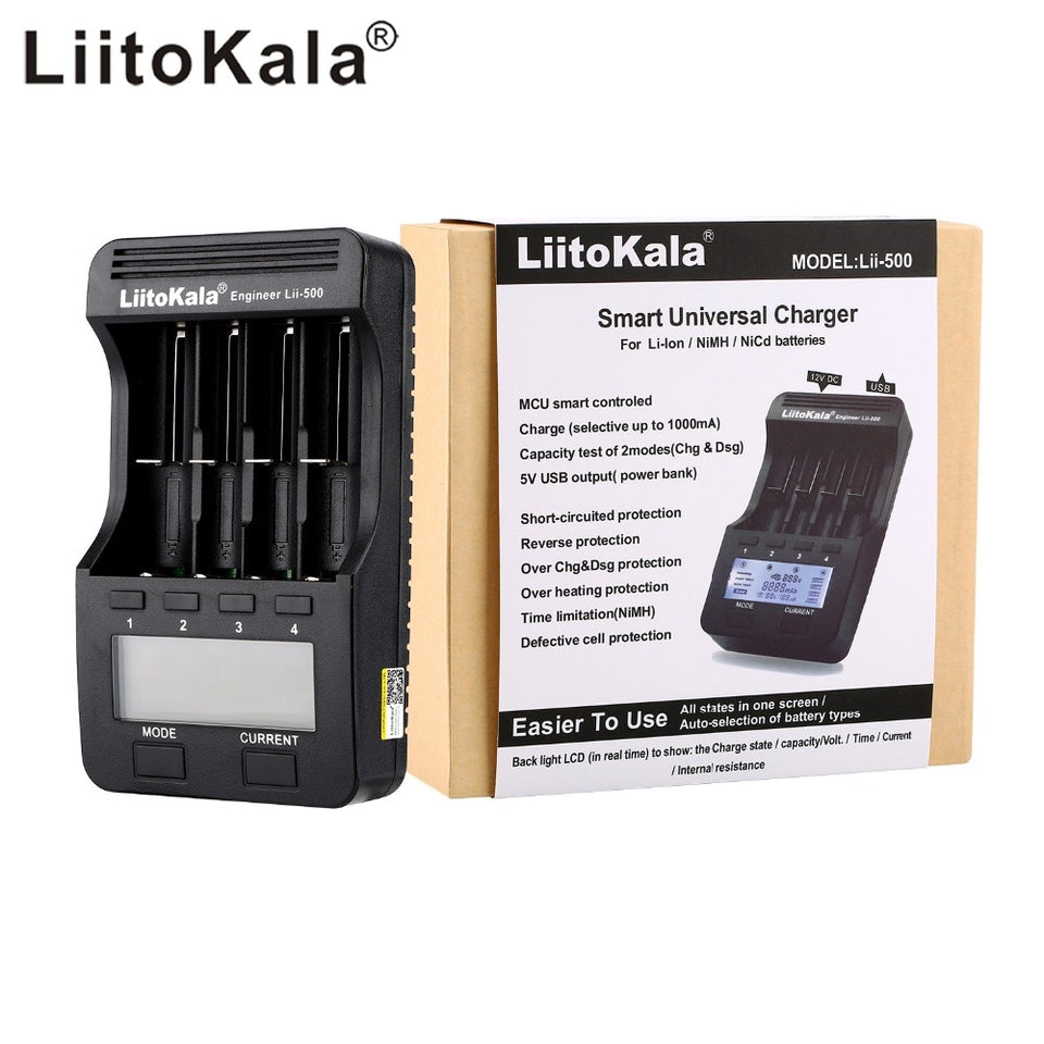 LiitoKala  lii-500 LCD 3.7V 1.2V 18650 26650 16340 14500 10440 18500 Battery Charger ,100% original LiitoKala factory lii500 - Amzon World