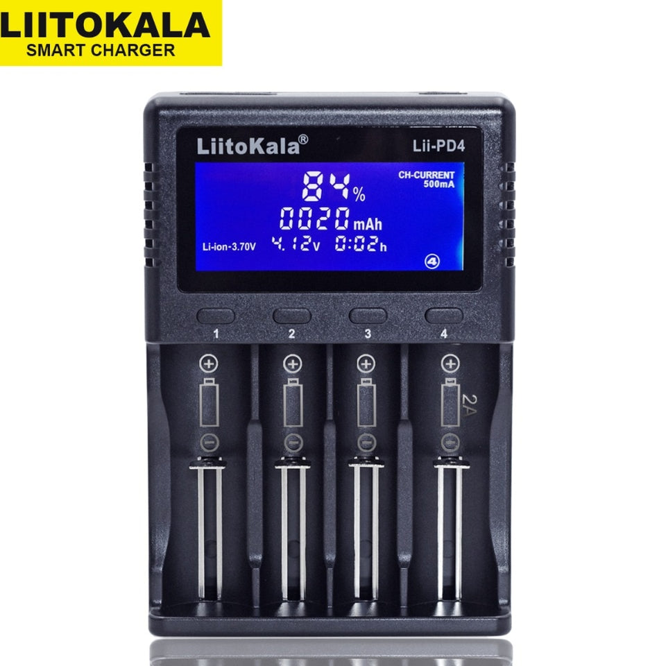 Liitokala Lii-100 Lii-202 Lii-402 Lii-PD4 LCD Battery Charger, Charging 18650 3.7V 18350 26650 18350 NiMH Lithium Battery - Amzon World