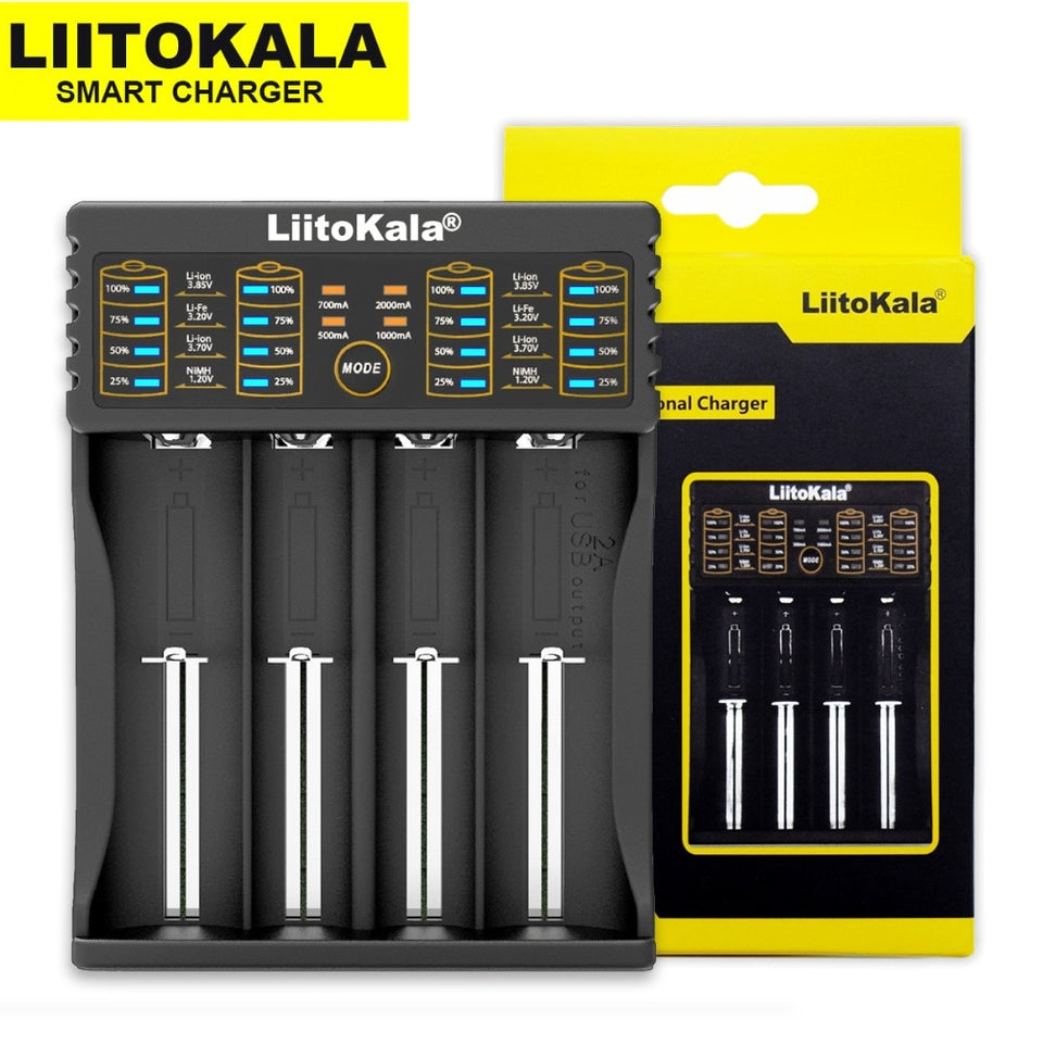 Liitokala Lii-402 Lii-202 100 18650 charger 1.2V 3.7V 3.2V 3.85V AA / AAA 26650 10440 16340 NiMH lithium battery smart charger - Amzon World