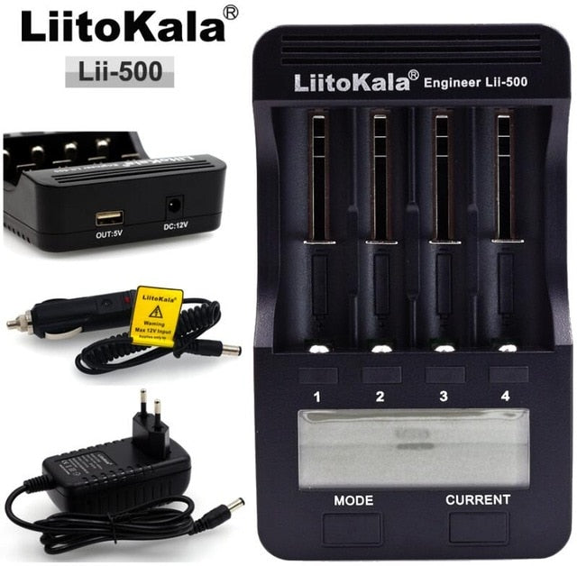 Liitokala Lii-500 Lii-402 battery charger Lii-202 Lii-100 Lii-400 18650 charger for 26650 21700 18650 18350 14500 AA AAA battery - Amzon World