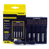 Liitokala Lii402 Lii202 Lii100 LiiS1 18650 Charger 1.2V 3.7V 3.2V AA/AAA 26650 NiMH li-ion battery Smart Charger 5V 2A EU Plug - Amzon World
