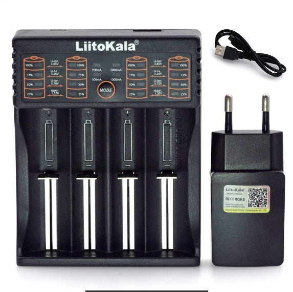 Liitokala Lii402 Lii202 Lii100 LiiS1 18650 Charger 1.2V 3.7V 3.2V AA/AAA 26650 NiMH li-ion battery Smart Charger 5V 2A EU Plug - Amzon World