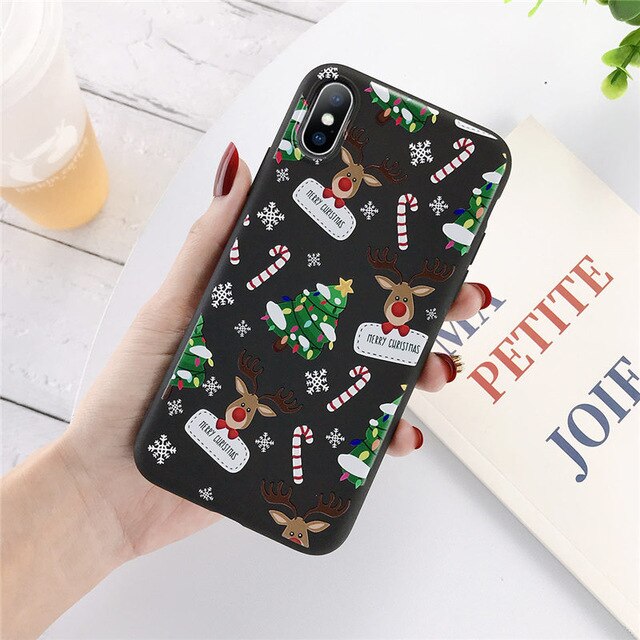 Lovebay Christmas Phone Cases For iPhone 7 XR 11 Pro Elk Santa Claus Flowers For iPhone 6 6s 8 Plus X XS Max Soft TPU Back Cover - Amzon World