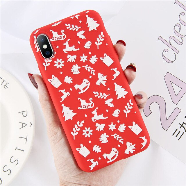 Lovebay Christmas Phone Cases For iPhone 7 XR 11 Pro Elk Santa Claus Flowers For iPhone 6 6s 8 Plus X XS Max Soft TPU Back Cover - Amzon World