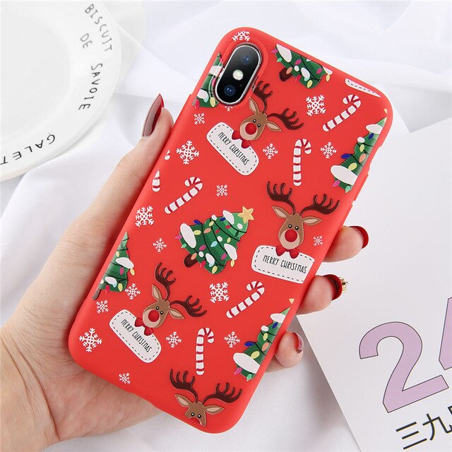 Lovebay Christmas Phone Cases For iPhone 7 XR 11 Pro Elk Santa Claus Flowers For iPhone 6 6s 8 Plus X XS Max Soft TPU Back Cover - Amzon World