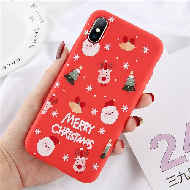 Lovebay Christmas Phone Cases For iPhone 7 XR 11 Pro Elk Santa Claus Flowers For iPhone 6 6s 8 Plus X XS Max Soft TPU Back Cover - Amzon World