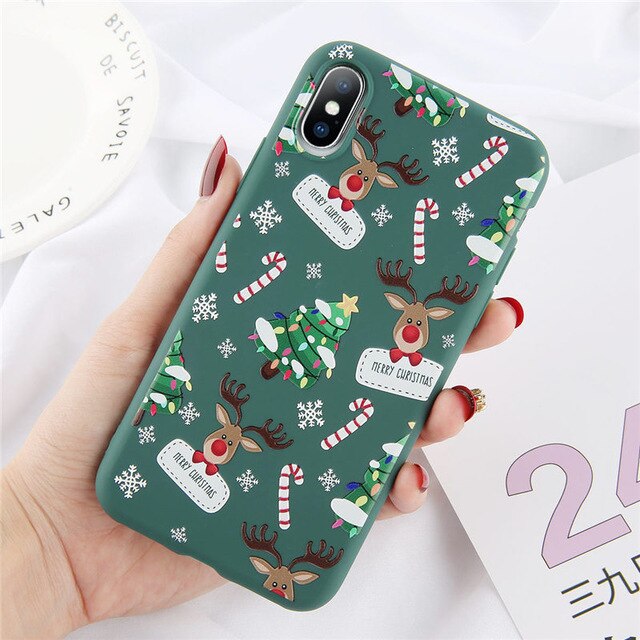 Lovebay Christmas Phone Cases For iPhone 7 XR 11 Pro Elk Santa Claus Flowers For iPhone 6 6s 8 Plus X XS Max Soft TPU Back Cover - Amzon World