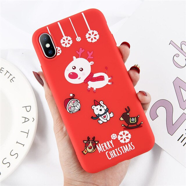 Lovebay Christmas Phone Cases For iPhone 7 XR 11 Pro Elk Santa Claus Flowers For iPhone 6 6s 8 Plus X XS Max Soft TPU Back Cover - Amzon World