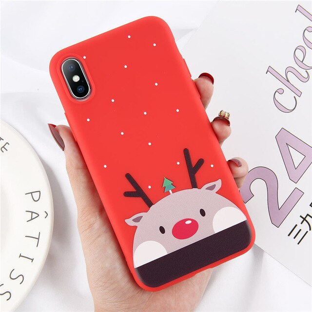 Lovebay Christmas Phone Cases For iPhone 7 XR 11 Pro Elk Santa Claus Flowers For iPhone 6 6s 8 Plus X XS Max Soft TPU Back Cover - Amzon World