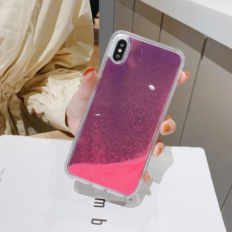 Luminous Neon Sand Case For iPhone 11 Pro XR XS Max X 6 6S S 7 8 Plus Glow In The Dark Liquid Glitter Quicksand Phone Cover Capa - Amzon World