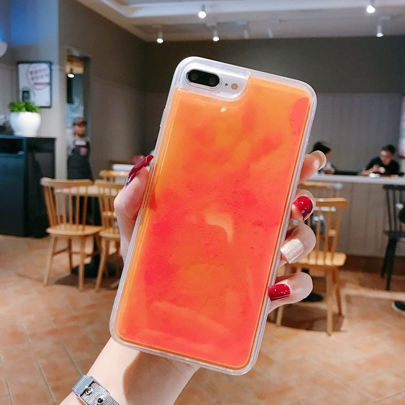 Luminous Neon Sand Case For iPhone 11 Pro XR XS Max X 6 6S S 7 8 Plus Glow In The Dark Liquid Glitter Quicksand Phone Cover Capa - Amzon World