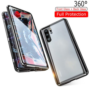 Luxury 360 Full Protection Magnetic Adsorption Phone Case For Huawei P30 Pro Metal Bumper Clear Glass Cover Case For P 30 Pro - Amzon World