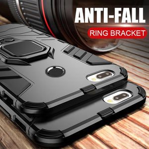 Luxury Armor Ring Case For Huawei P Smart Case Magnetic Anti-Fall Soft Edge Shockproof Full Back Case For Huawei P Smart case - Amzon World