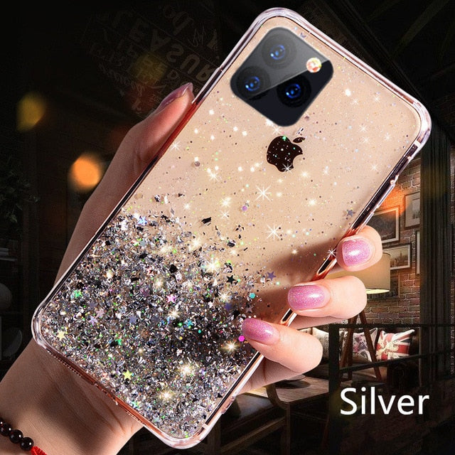 Luxury Bling Glitter Phone Case For iPhone 11 Pro X XS Max XR Soft Silicon Cover For iPhone 7 8 6 6S Plus Transparent Cases Capa - Amzon World