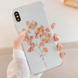 Luxury Glitter Transparent Case For iPhone 8 7 Plus X XS Max XR 11 Pro Max Gold Leaf  Clear Back Cover Soft Fundas Coque - Amzon World