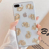 Luxury Glitter Transparent Case For iPhone 8 7 Plus X XS Max XR 11 Pro Max Gold Leaf  Clear Back Cover Soft Fundas Coque - Amzon World