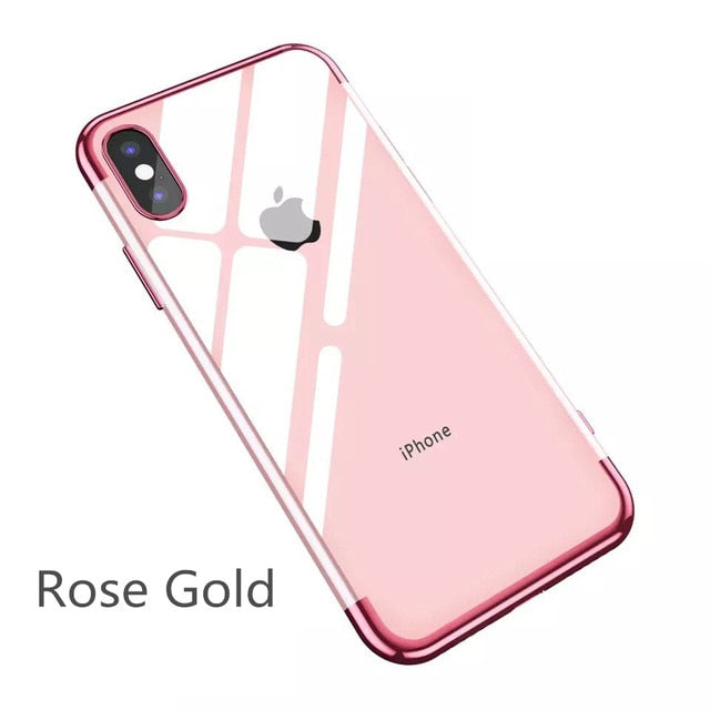 Luxury Transparent Case For iPhone X XS Max XR Ultra-thin Clear Plating Shining Soft TPU Case cover For iPhone XS XR Back Cover - Amzon World