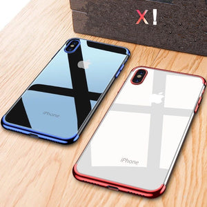 Luxury Transparent Case For iPhone X XS Max XR Ultra-thin Clear Plating Shining Soft TPU Case cover For iPhone XS XR Back Cover - Amzon World