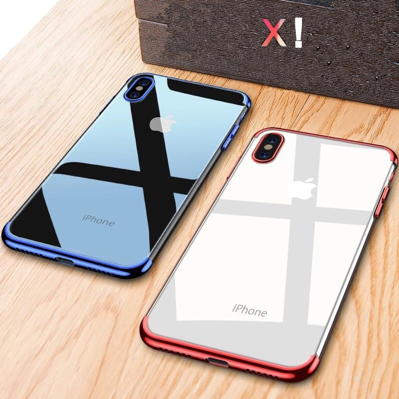 Luxury Transparent Case For iPhone X XS Max XR Ultra-thin Clear Plating Shining Soft TPU Case cover For iPhone XS XR Back Cover - Amzon World