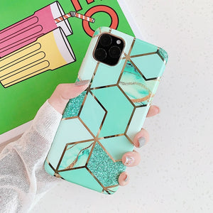 N1986N Plating Marble Case For iPhone 11 Pro Max X XR Xs Max Luxury Phone Case For iPhone 6 6s 7 8 Plus Fashion IMD Full Cover - Amzon World