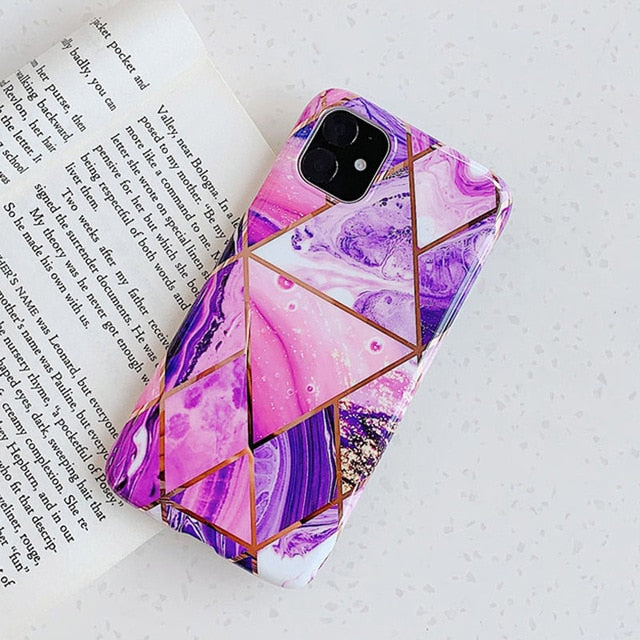 N1986N Plating Marble Case For iPhone 11 Pro Max X XR Xs Max Luxury Phone Case For iPhone 6 6s 7 8 Plus Fashion IMD Full Cover - Amzon World