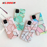 N1986N Plating Marble Case For iPhone 11 Pro Max X XR Xs Max Luxury Phone Case For iPhone 6 6s 7 8 Plus Fashion IMD Full Cover - Amzon World