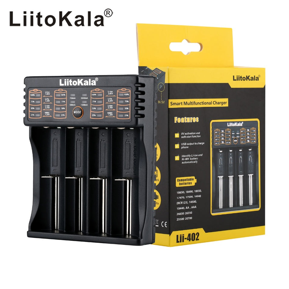 NEW LiitoKala lii-100 lii-202 lii-402 1.2V 3.7V 3.2V 3.85V A/AAA 18650 18350 26650 10440 14500 16340 NiMH battery smart charger - Amzon World