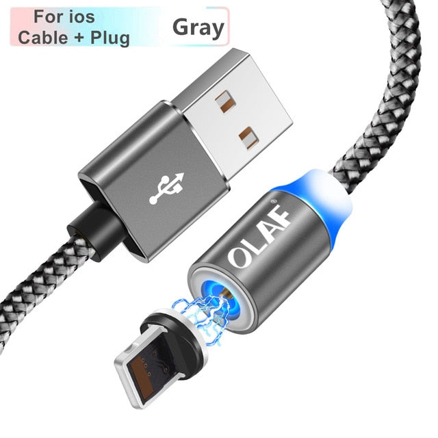 Magnetic Cable Braided LED Type C Micro USB magnetic usb charging cable for Apple iphone X 7 8 6 Xs Max XR Samsung s9 cord - Amzon World