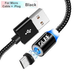 Magnetic Cable Braided LED Type C Micro USB magnetic usb charging cable for Apple iphone X 7 8 6 Xs Max XR Samsung s9 cord - Amzon World